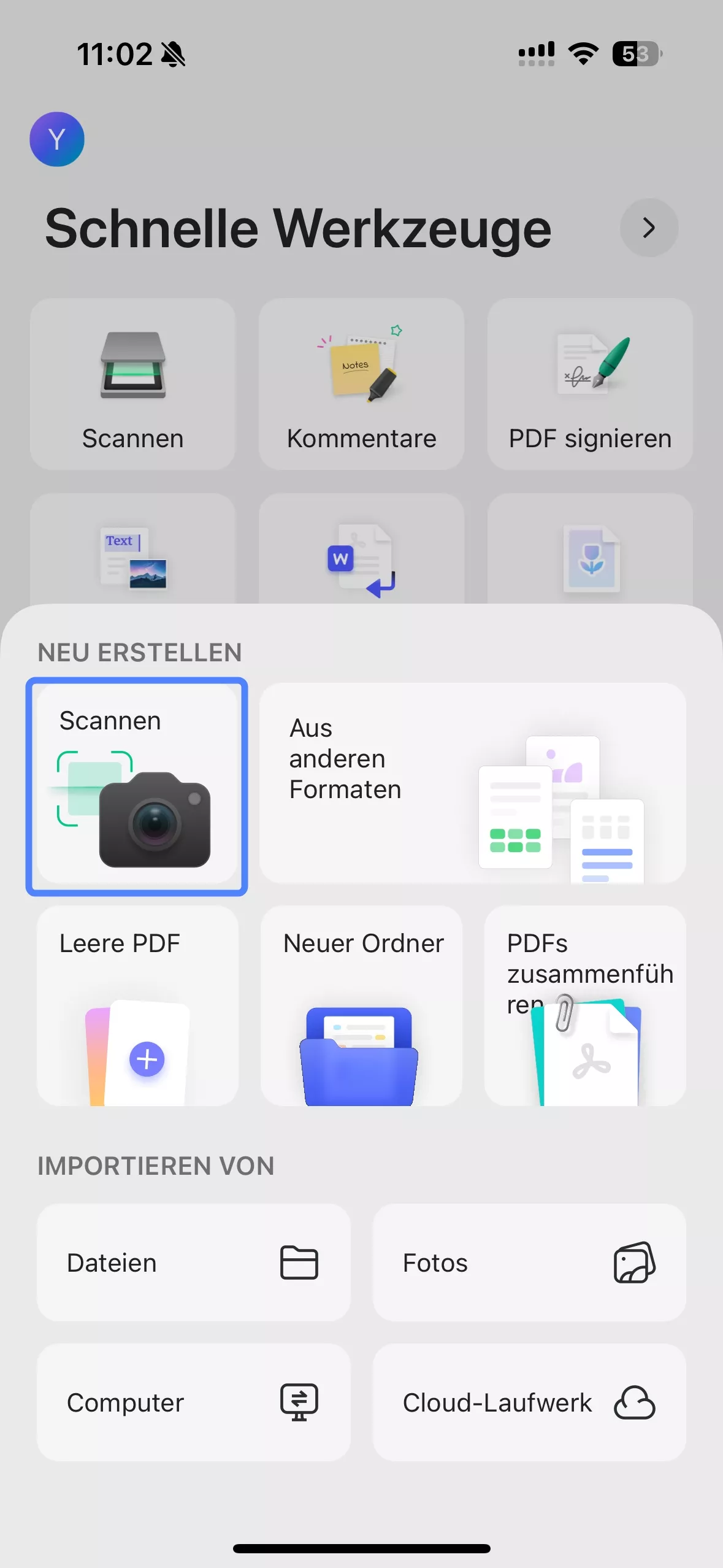 Scanner updf ios auswählen