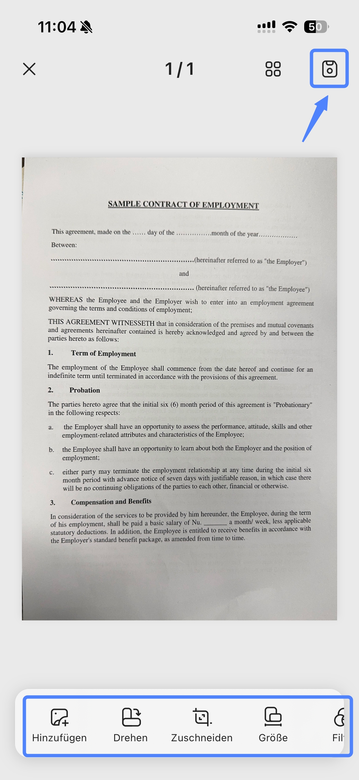 Scanner updf ios auswählen