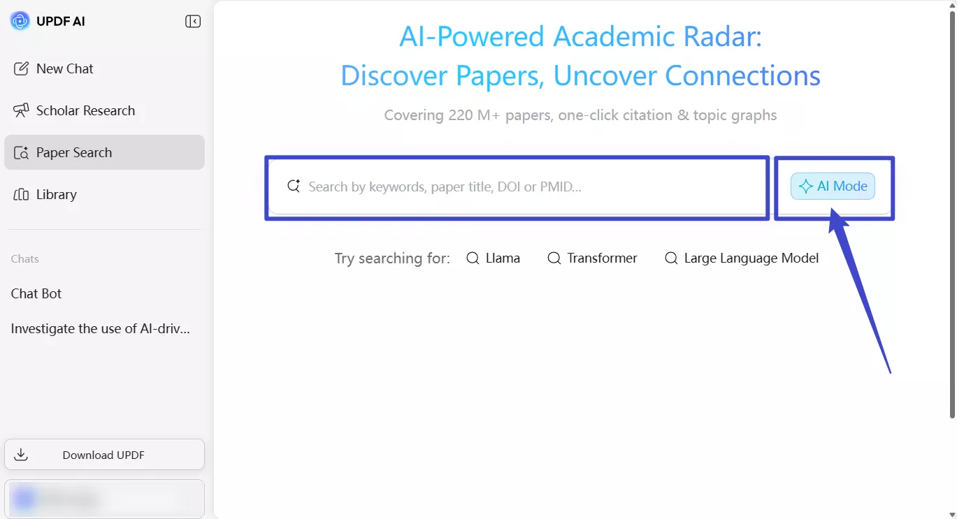 search papers under keyword mode