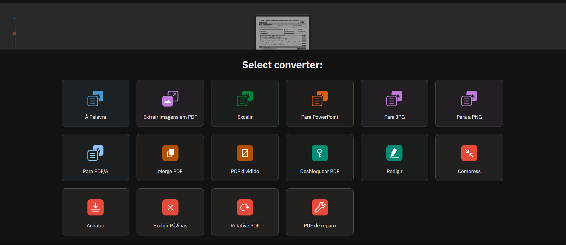 selecionar para word no freepdfconverter