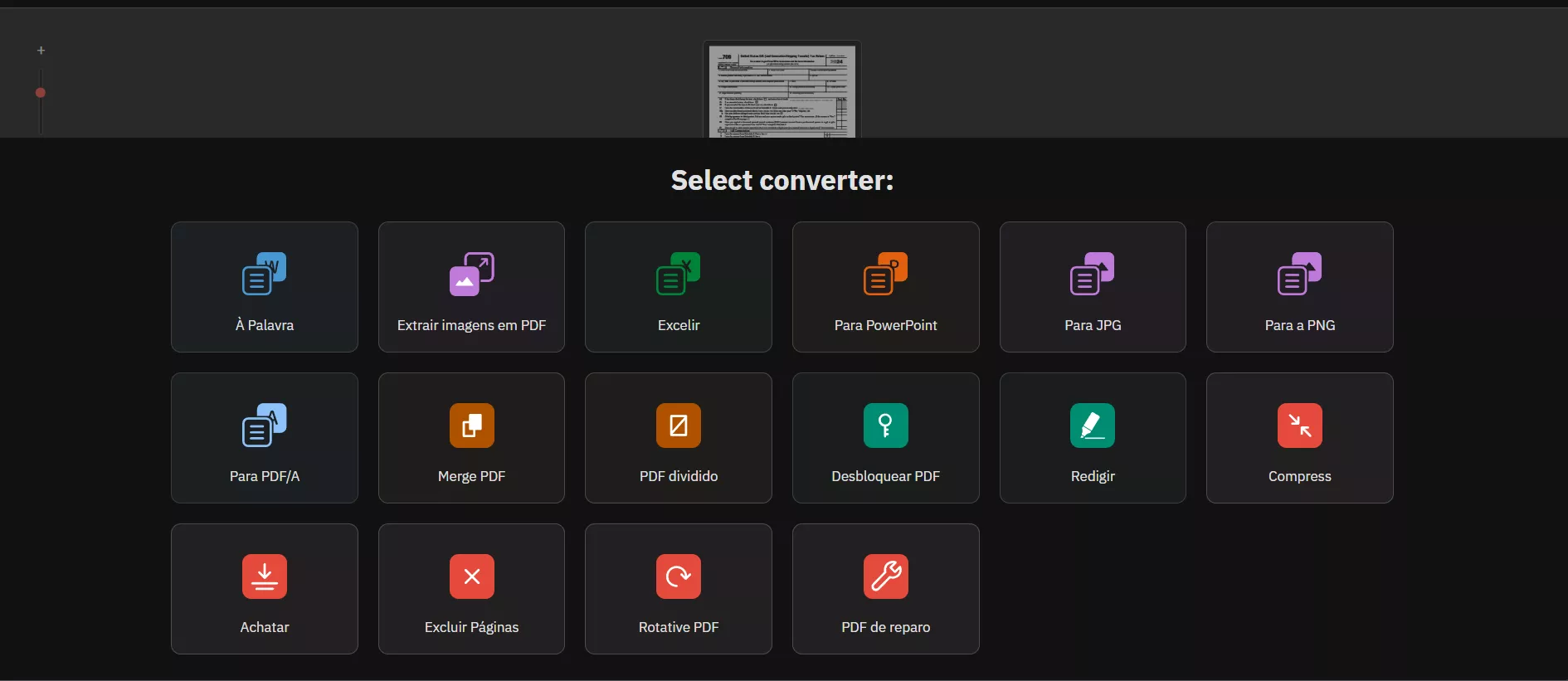 selecionar para word no freepdfconverter