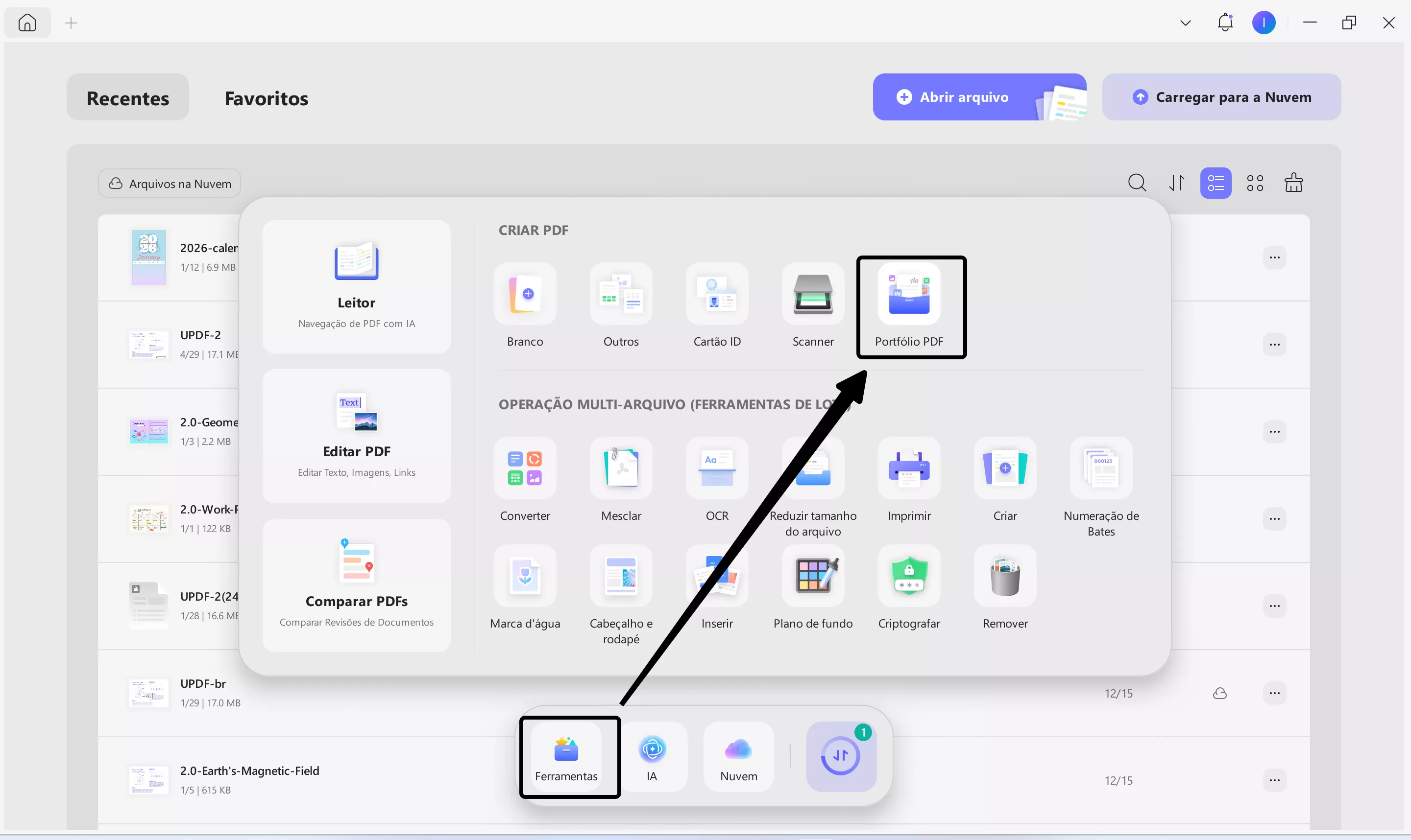 escolher local para salvar o portfólio de pdf
