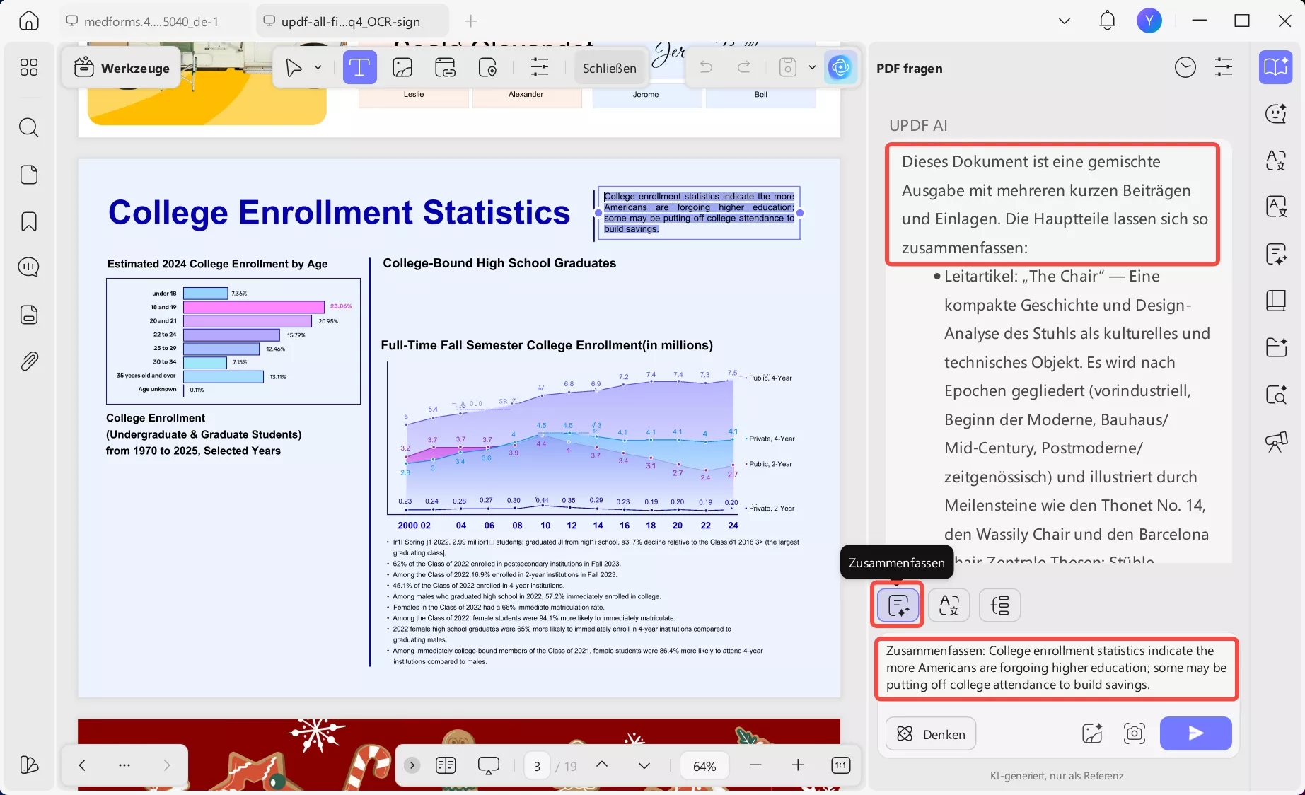 Text kopieren und Eingabeaufforderung für Zusammenfassung eingeben