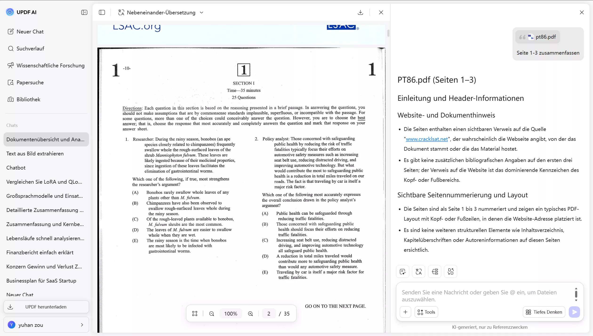 Zusammenfassung der LSAT-Antworten für ein besseres Verständnis