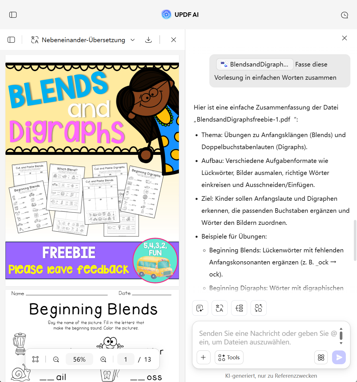 Wie man den KI-Lehrmaterial-Zusammenfasser nutzt