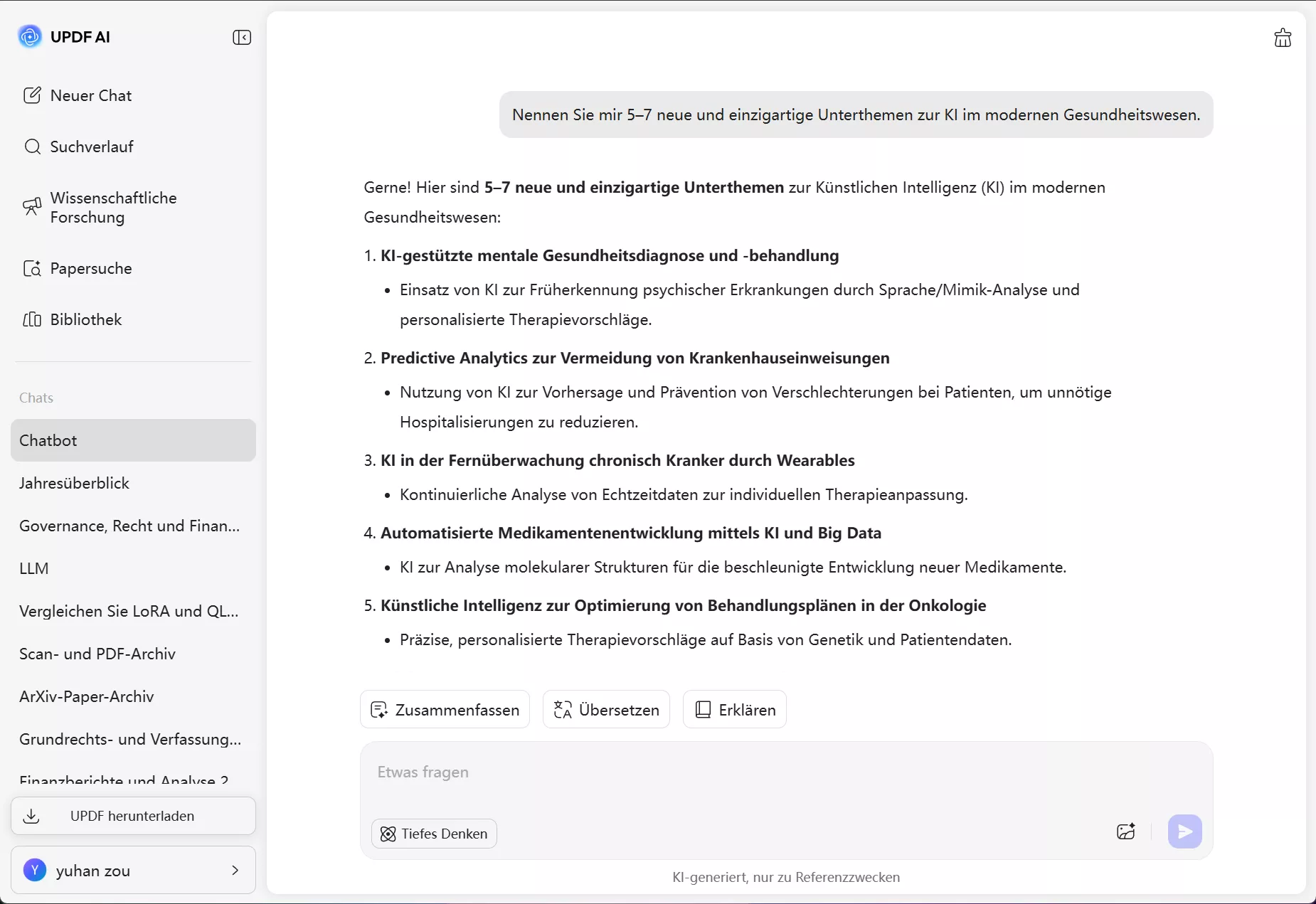 updf ai generiert Themenideen