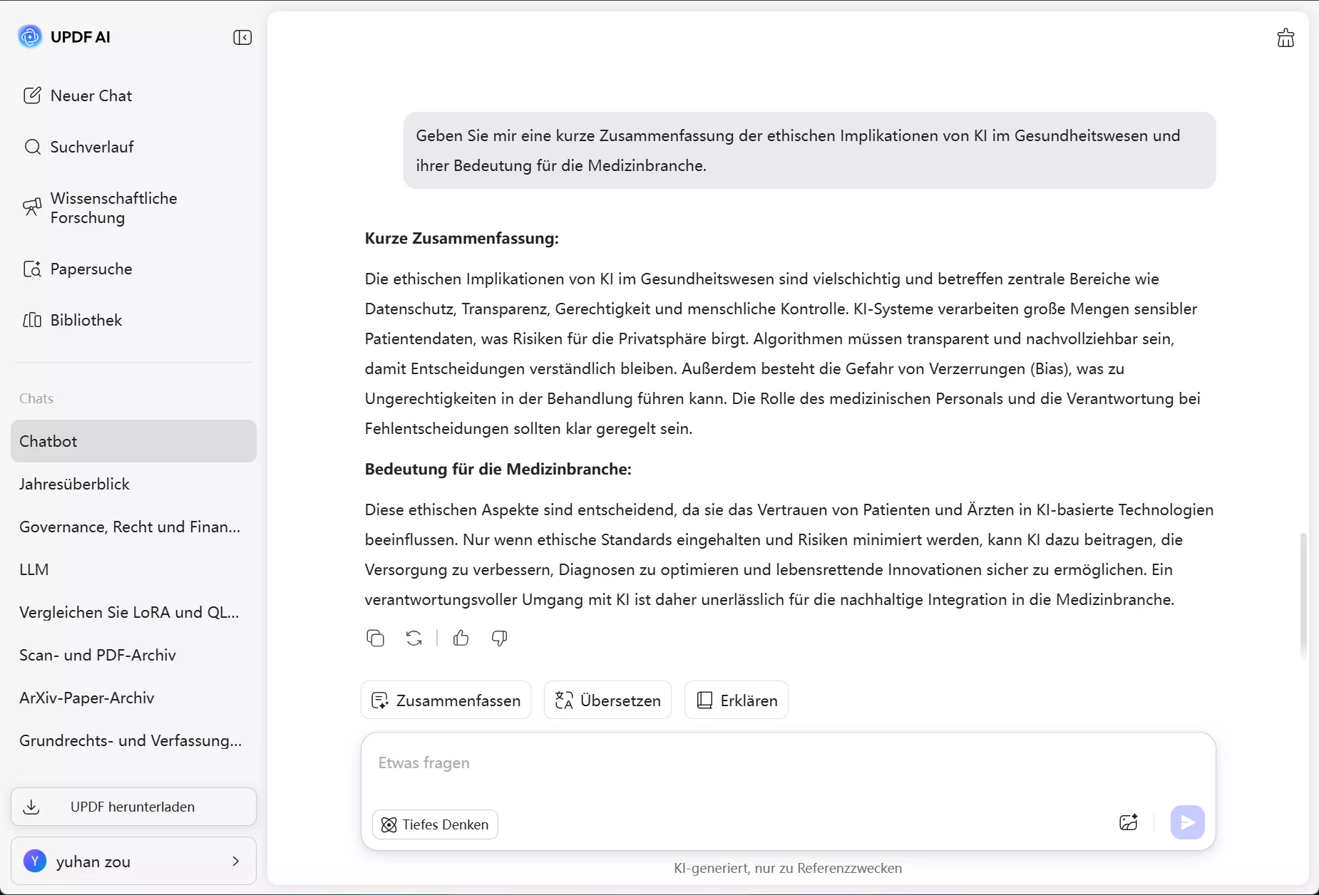 Forschung mit updf ai