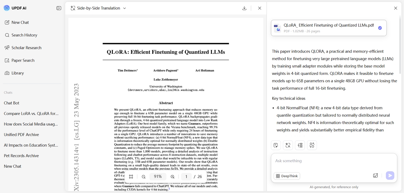 chat with paper pdf multiple tasks