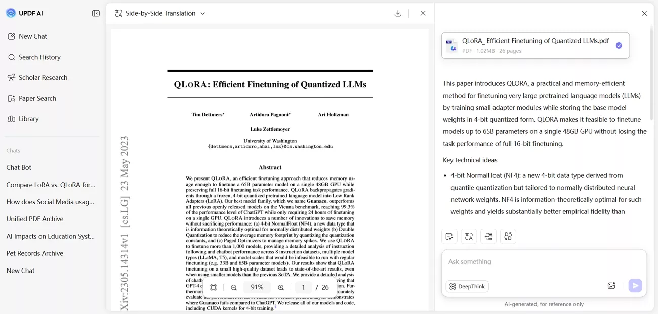 chat with paper pdf multiple tasks