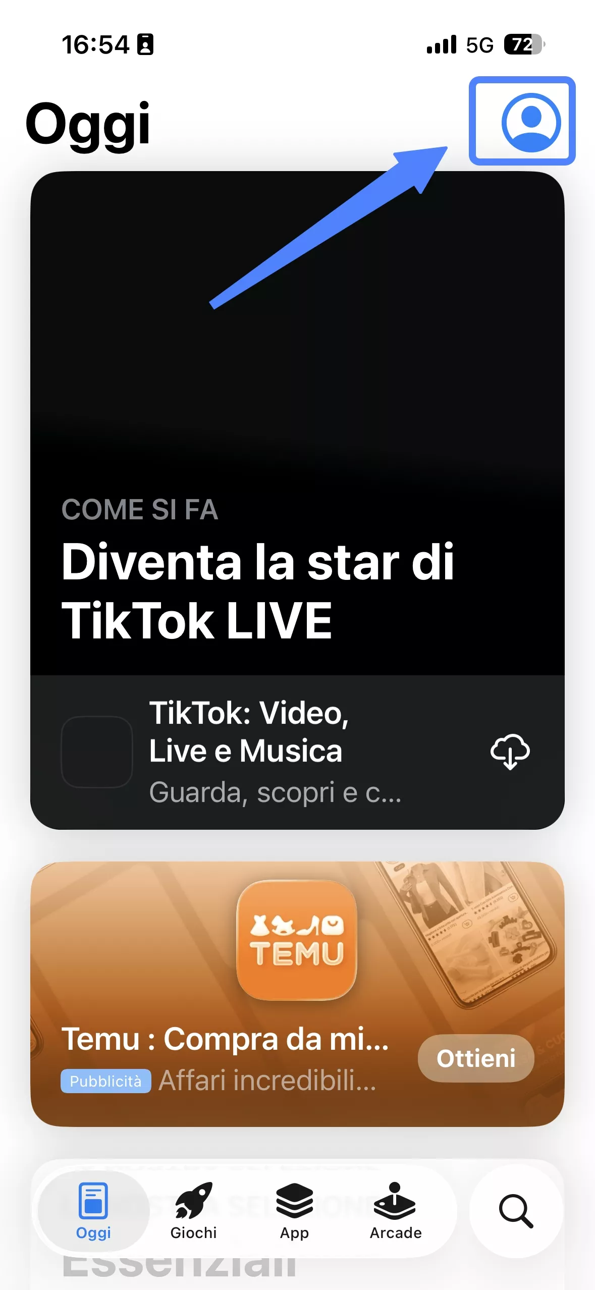 tap the profile icon iphone