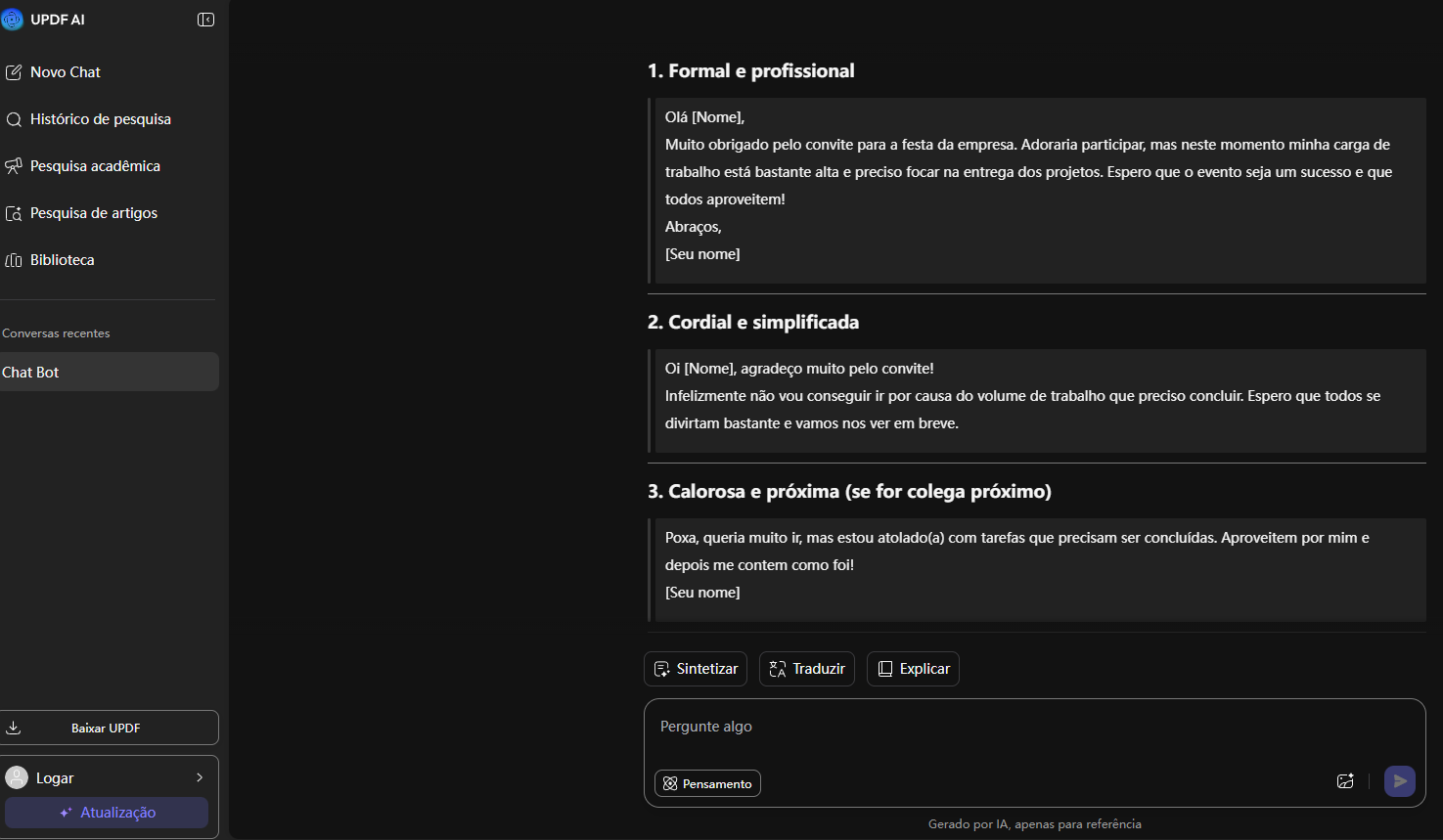 recusar um convite para evento de trabalho sem mentir