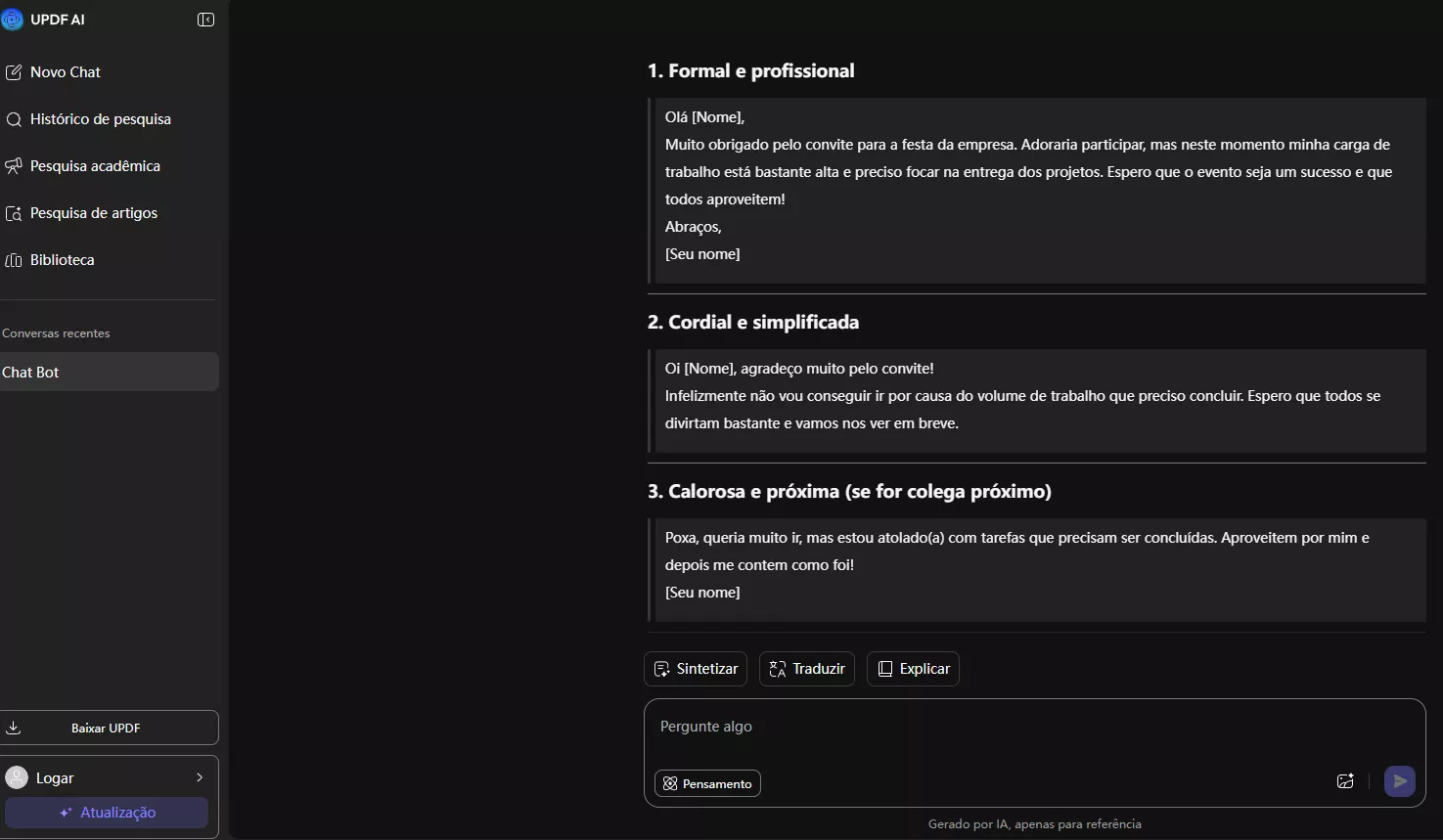 recusar um convite para evento de trabalho sem mentir