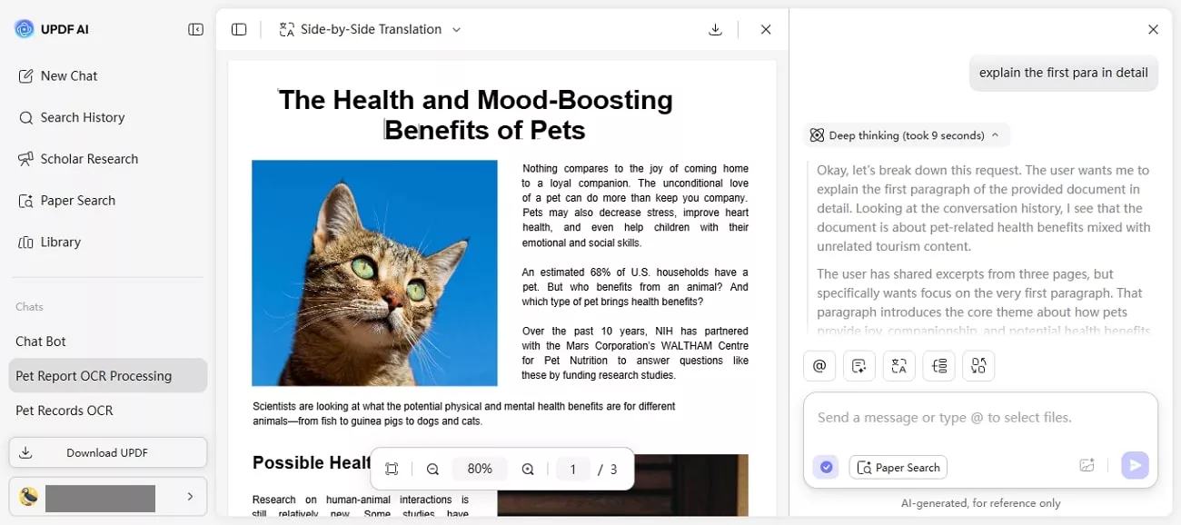 updf ai summarize feature