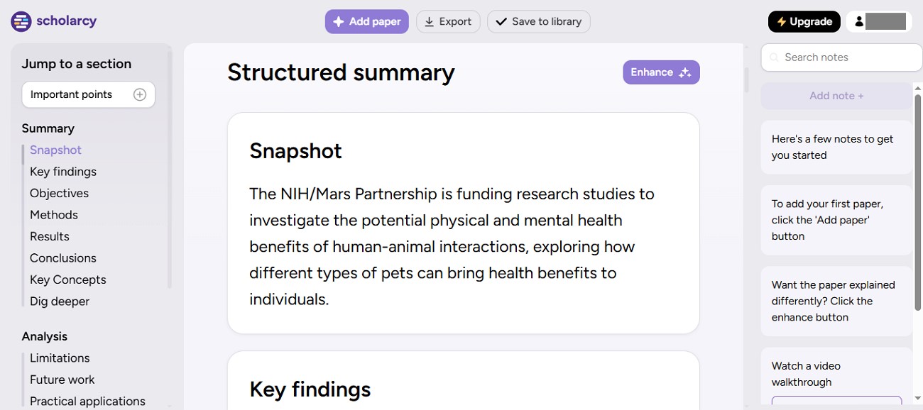 scholarcy tool for summary