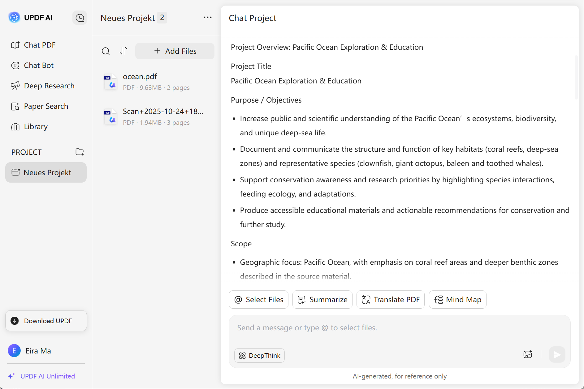 summarize pdf feature