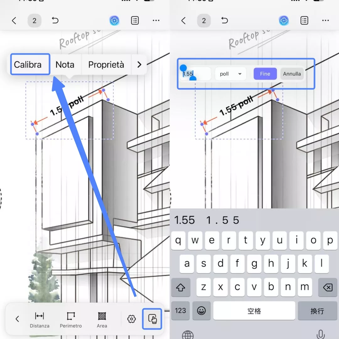 choose calibrate from the floating bar