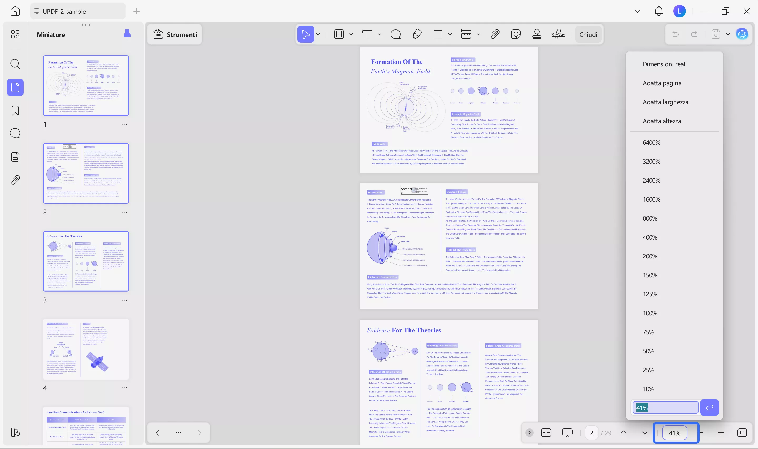 change the display size on UPDF