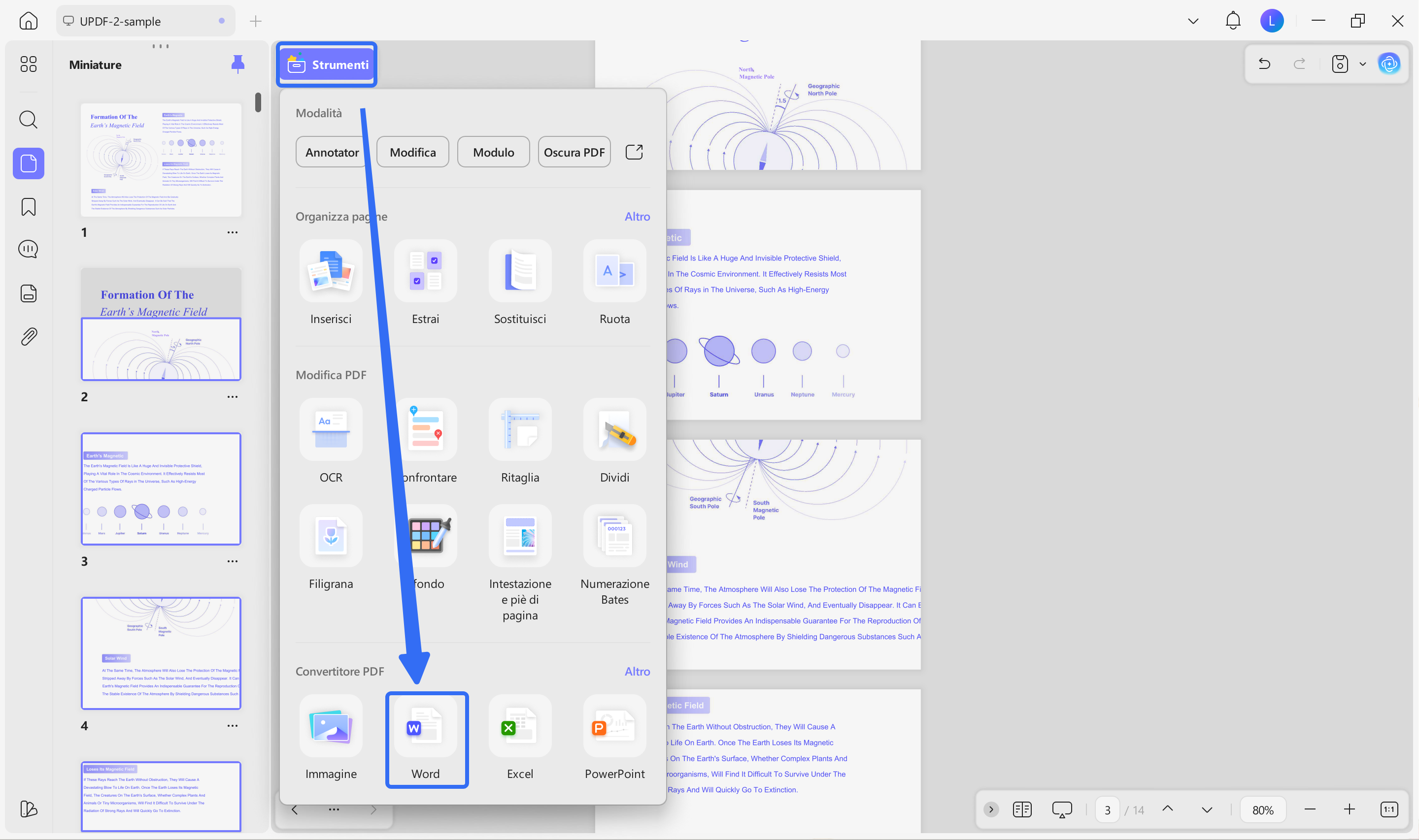 divide a word page into 4 pdf to word