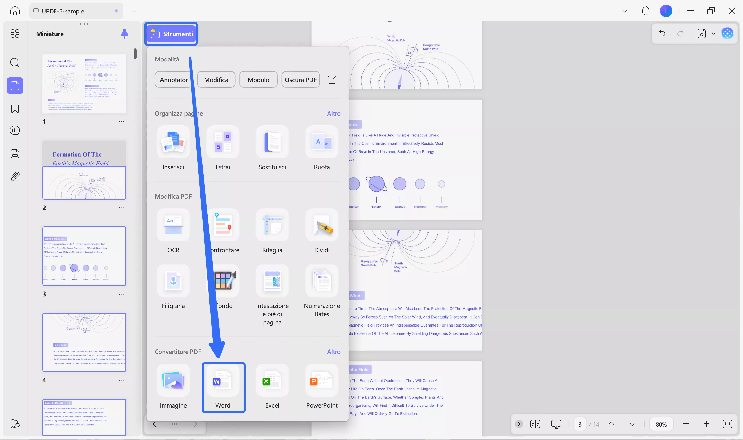 divide a word page into 4 pdf to word