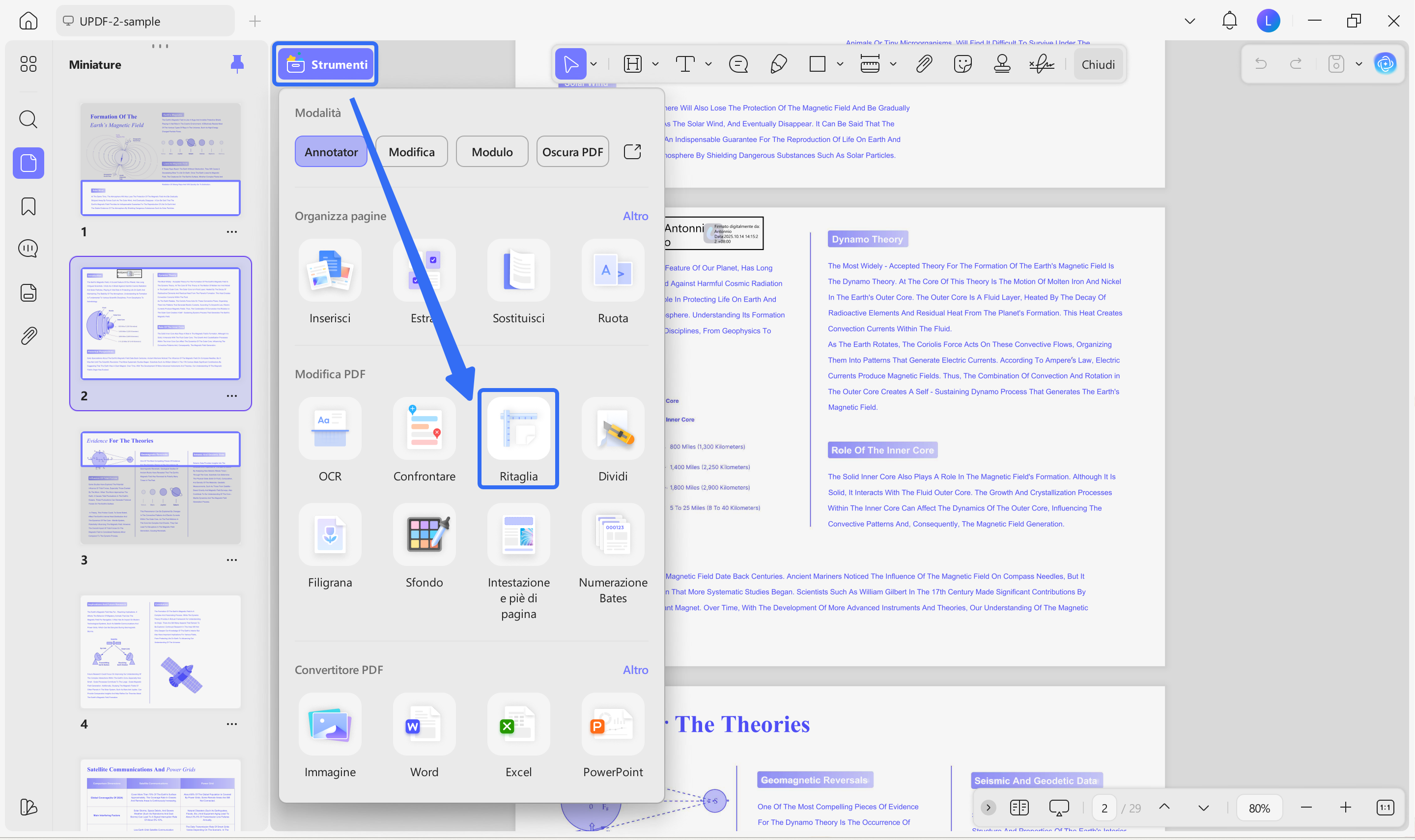divide a word page into 4 crop pages