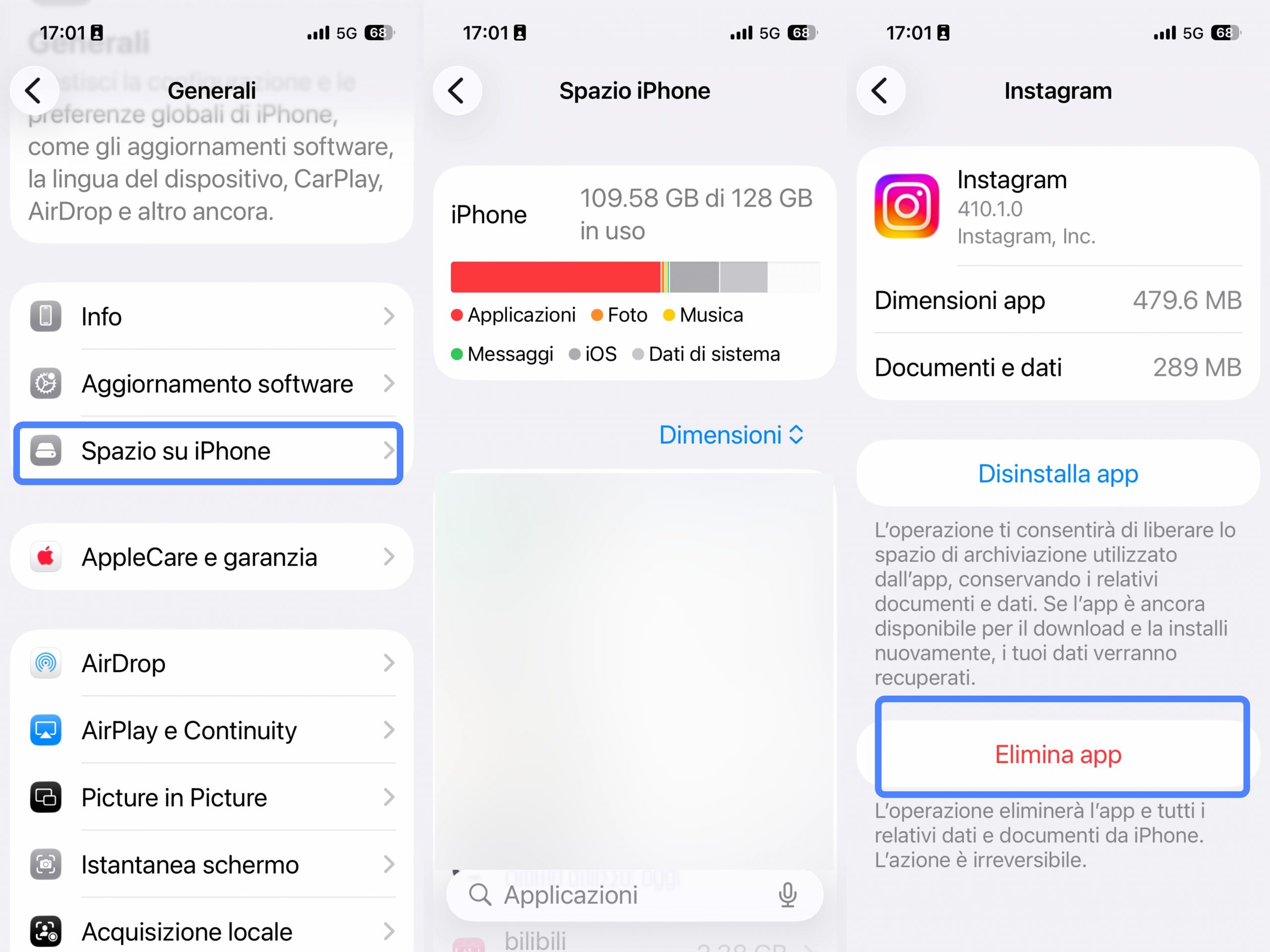 delete app from iphone storage