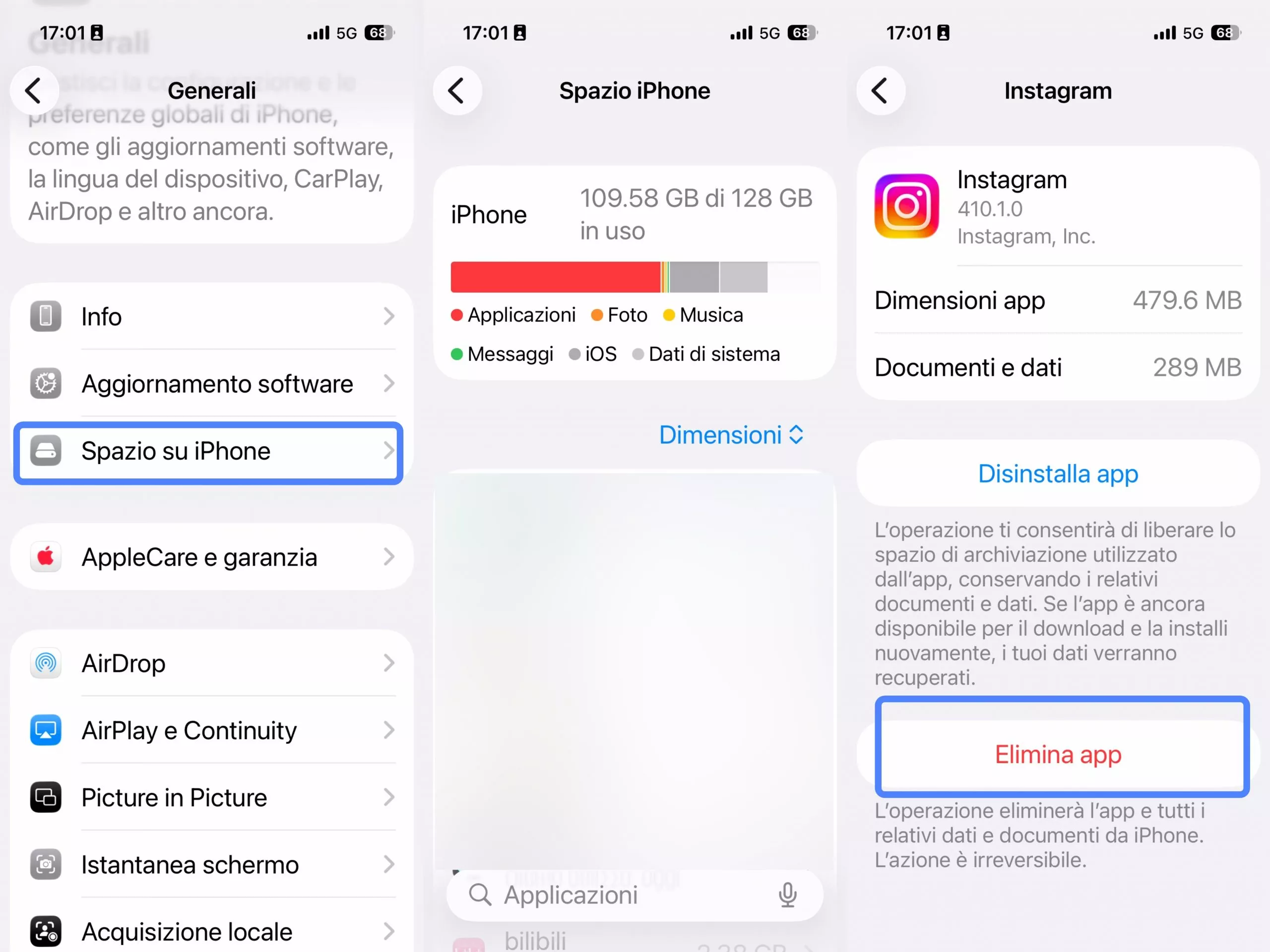 delete app from iphone storage