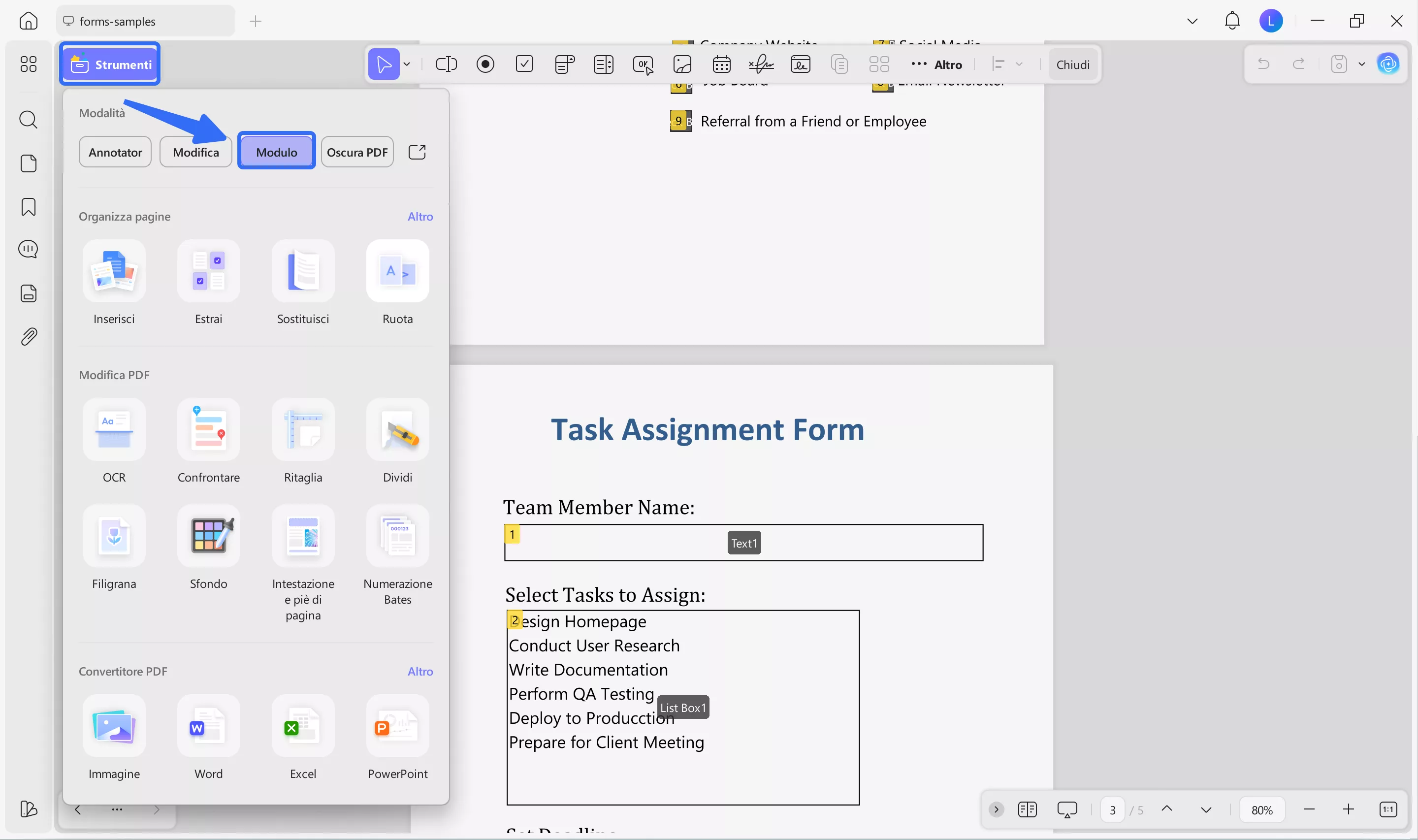 click prepare form option