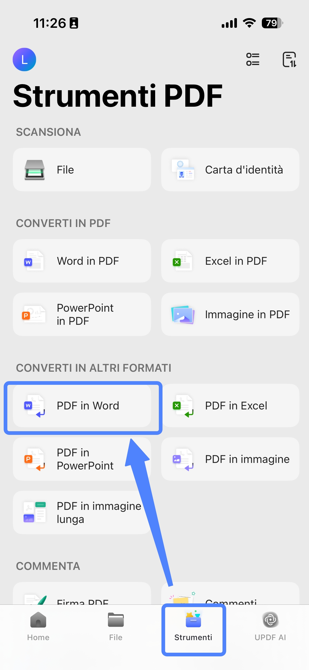 Click "Tools", choose "PDF to Word"