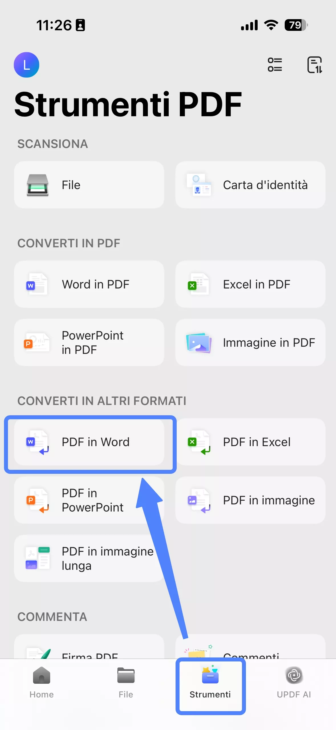 Click "Tools", choose "PDF to Word"