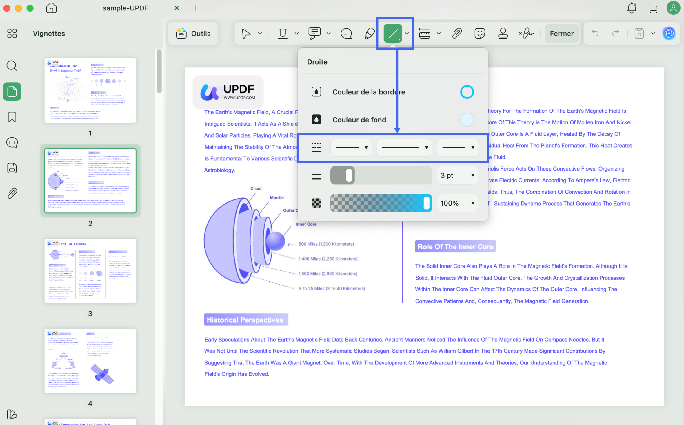 styles de ligne prédéfinis UPDF Mac