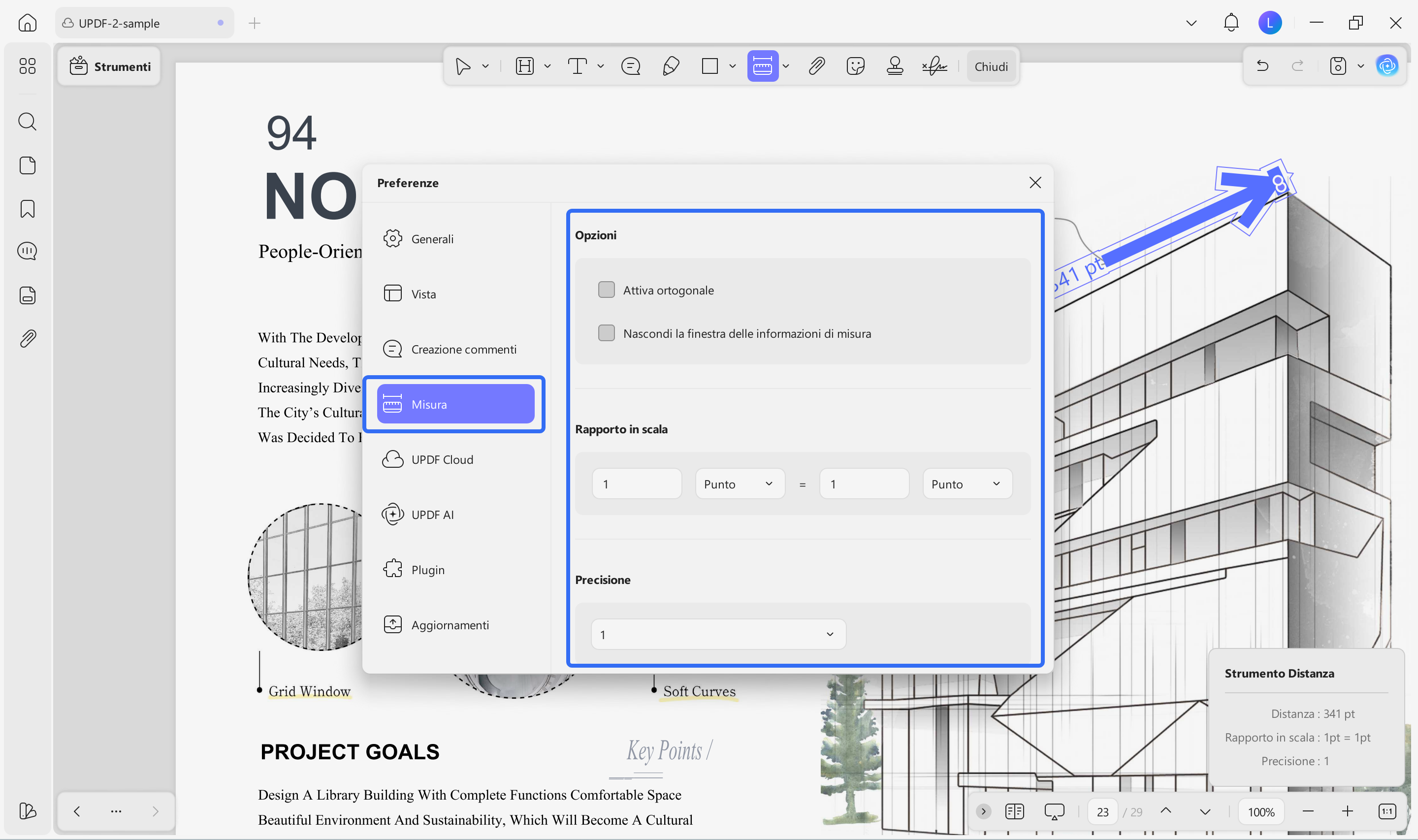 customize updf measure preferences