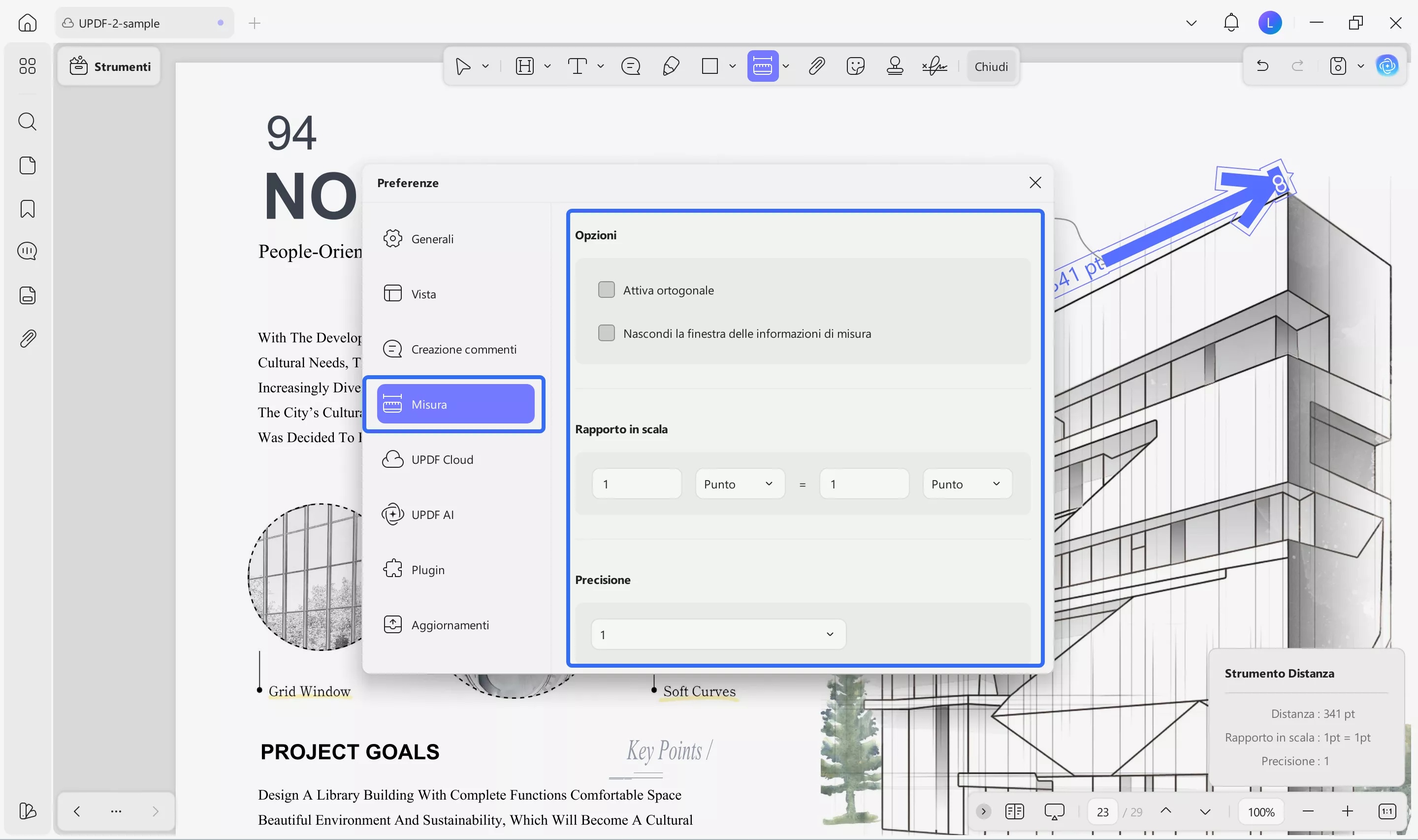 customize updf measure preferences