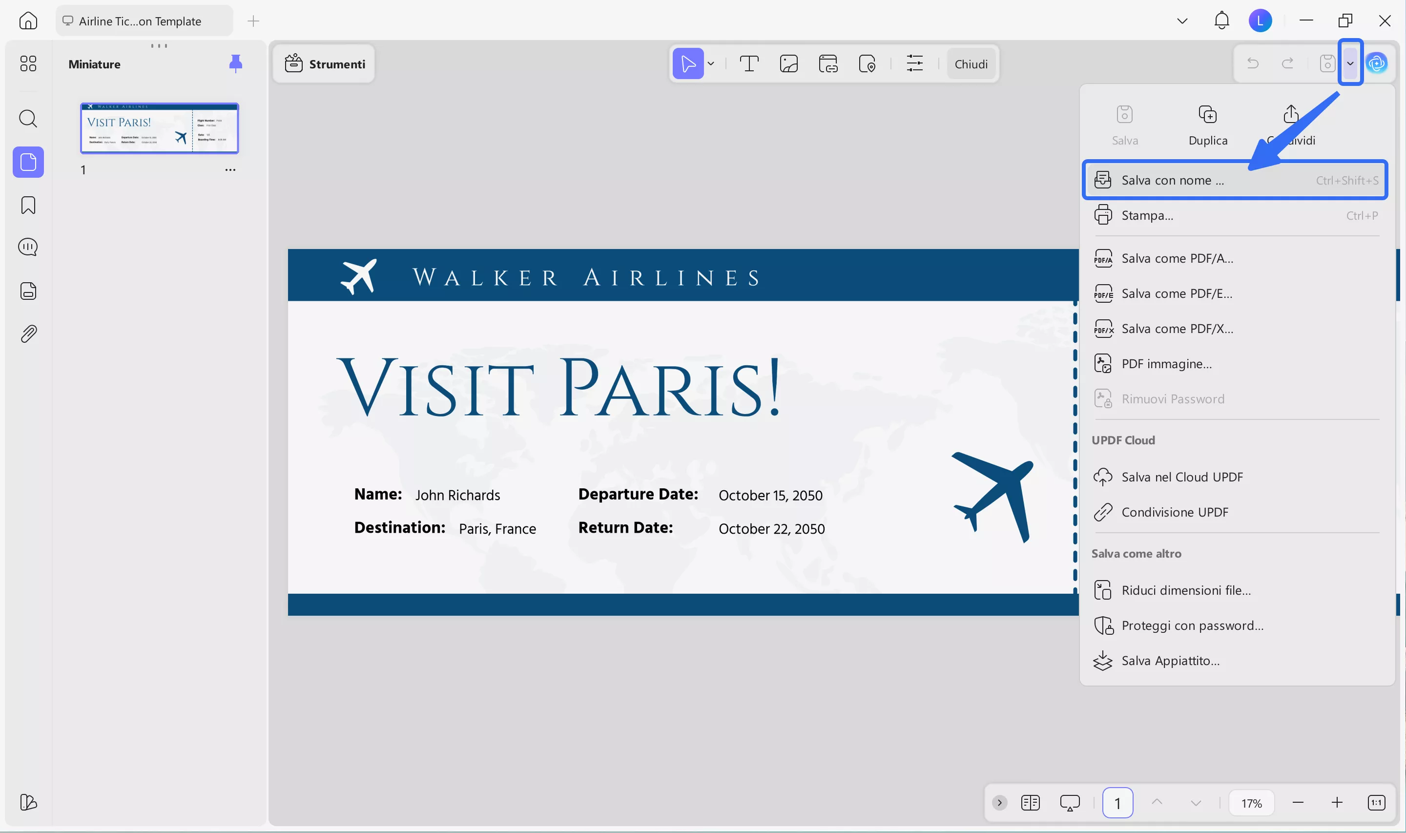 saving the edited pdf