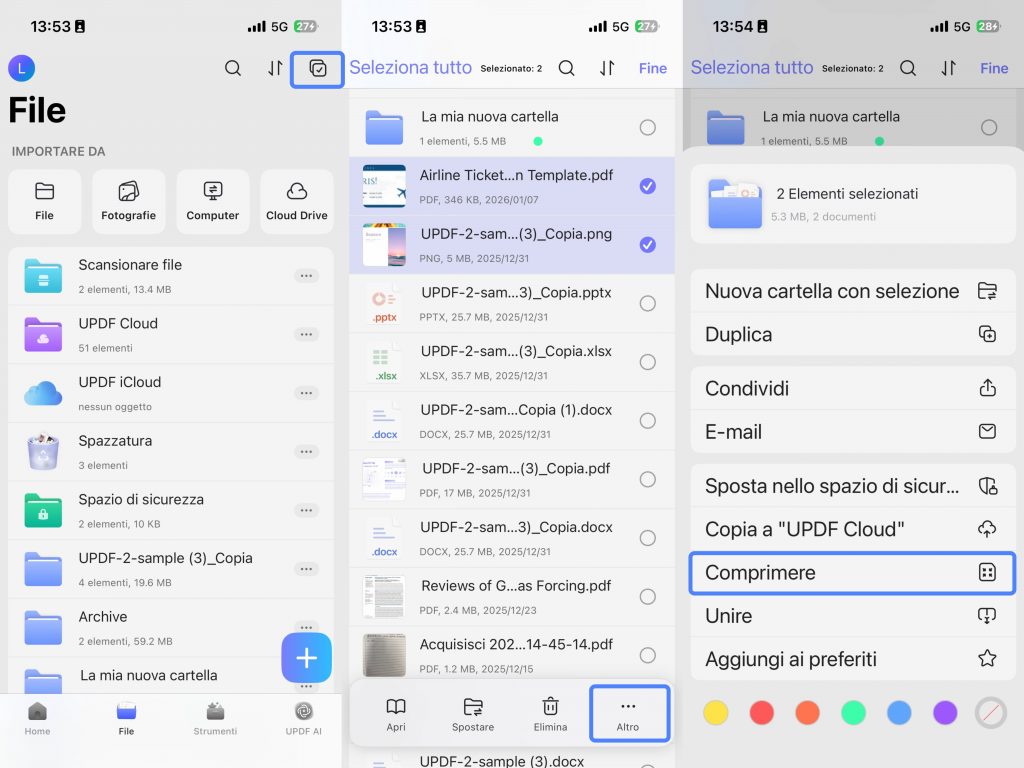 select files and zip ios 
