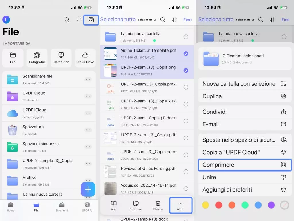 select files and zip ios 