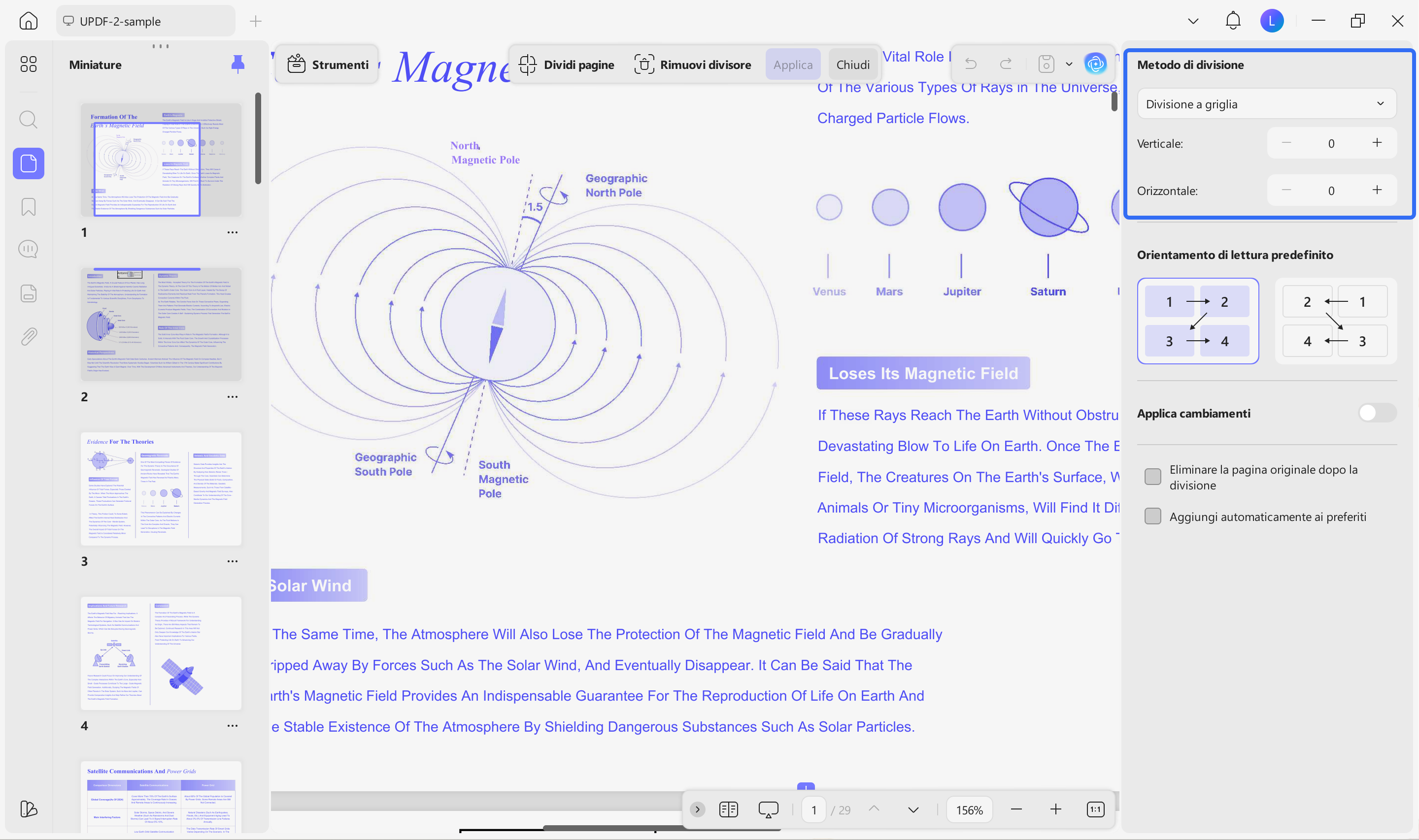 divide a word page into 4 split page