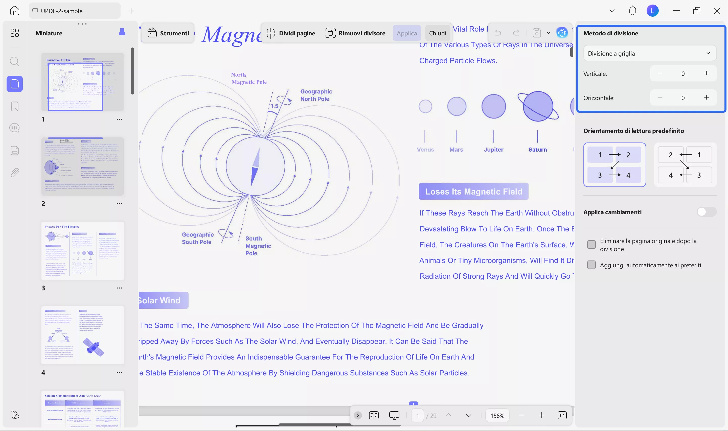 divide a word page into 4 split page