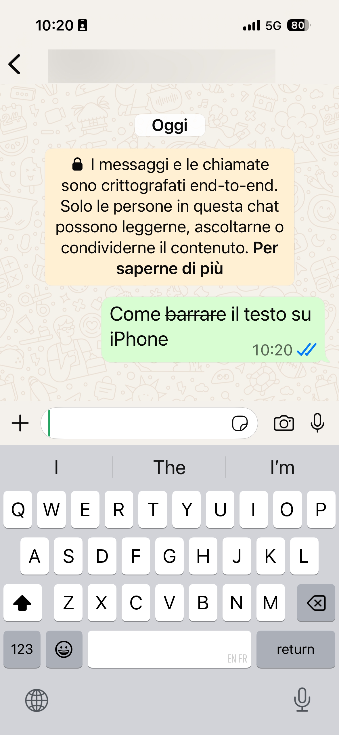 striked out text on whatsapp