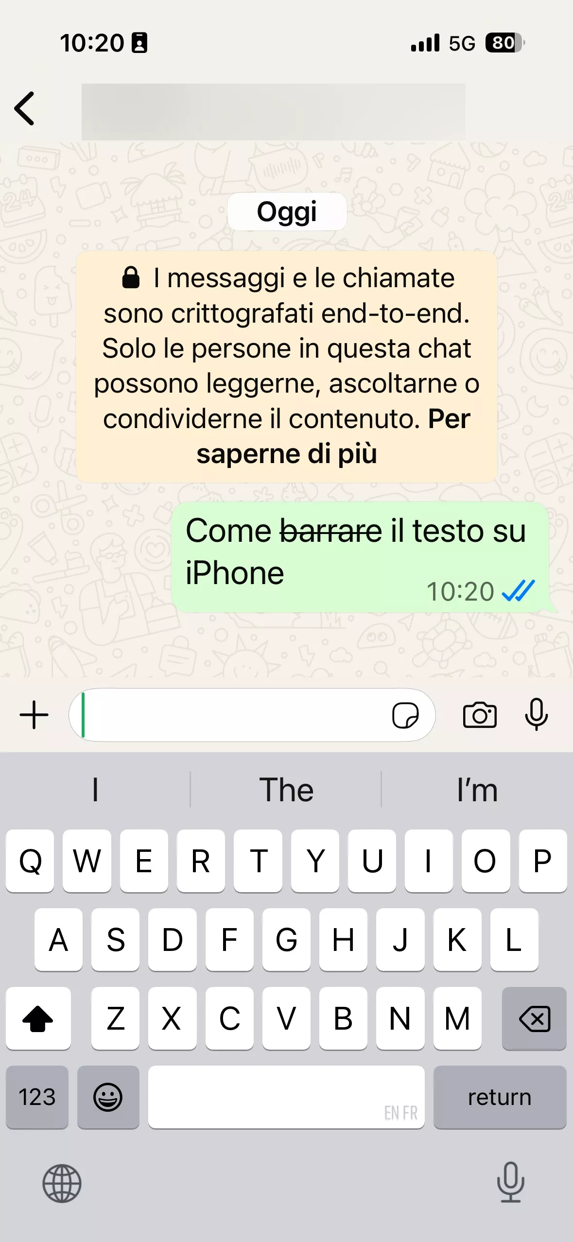 striked out text on whatsapp