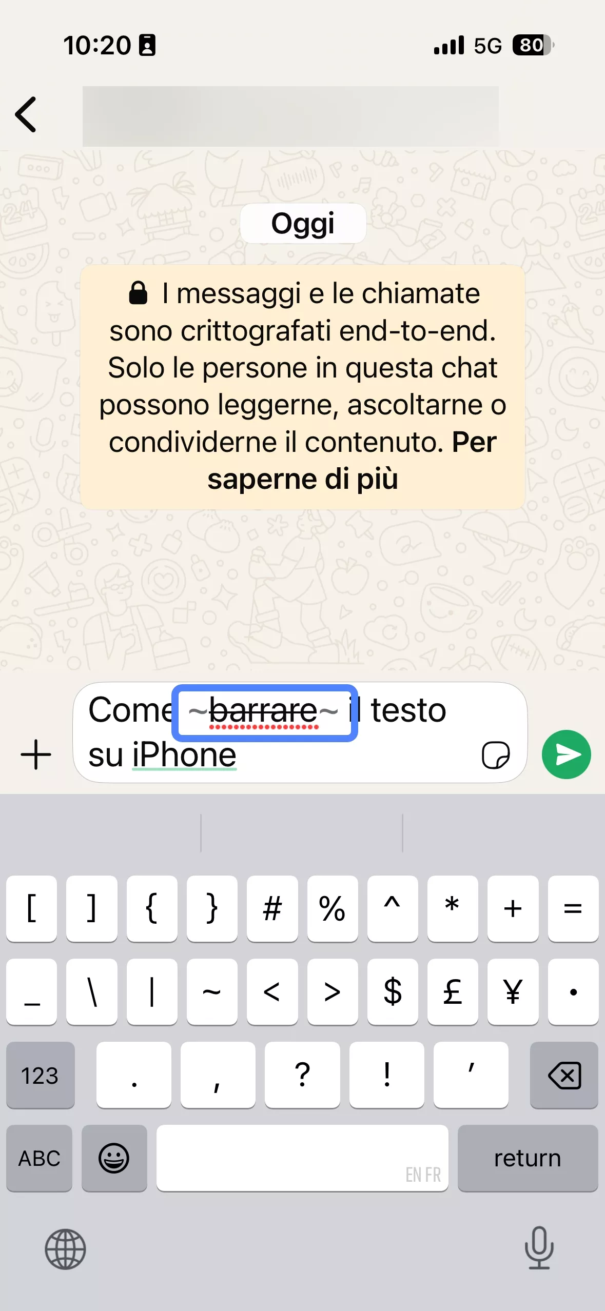 type text with a tilde character to strike it out in whatsapp