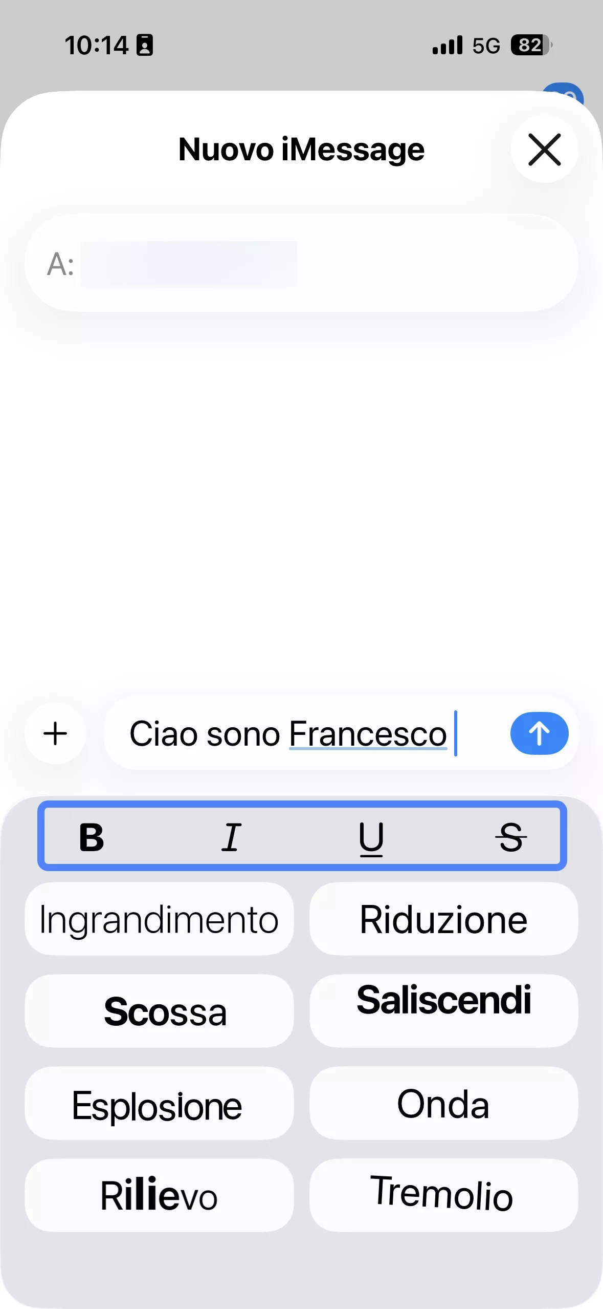text effect options in imessage