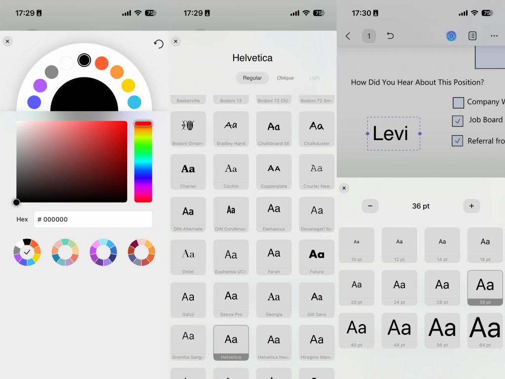 text settings ios