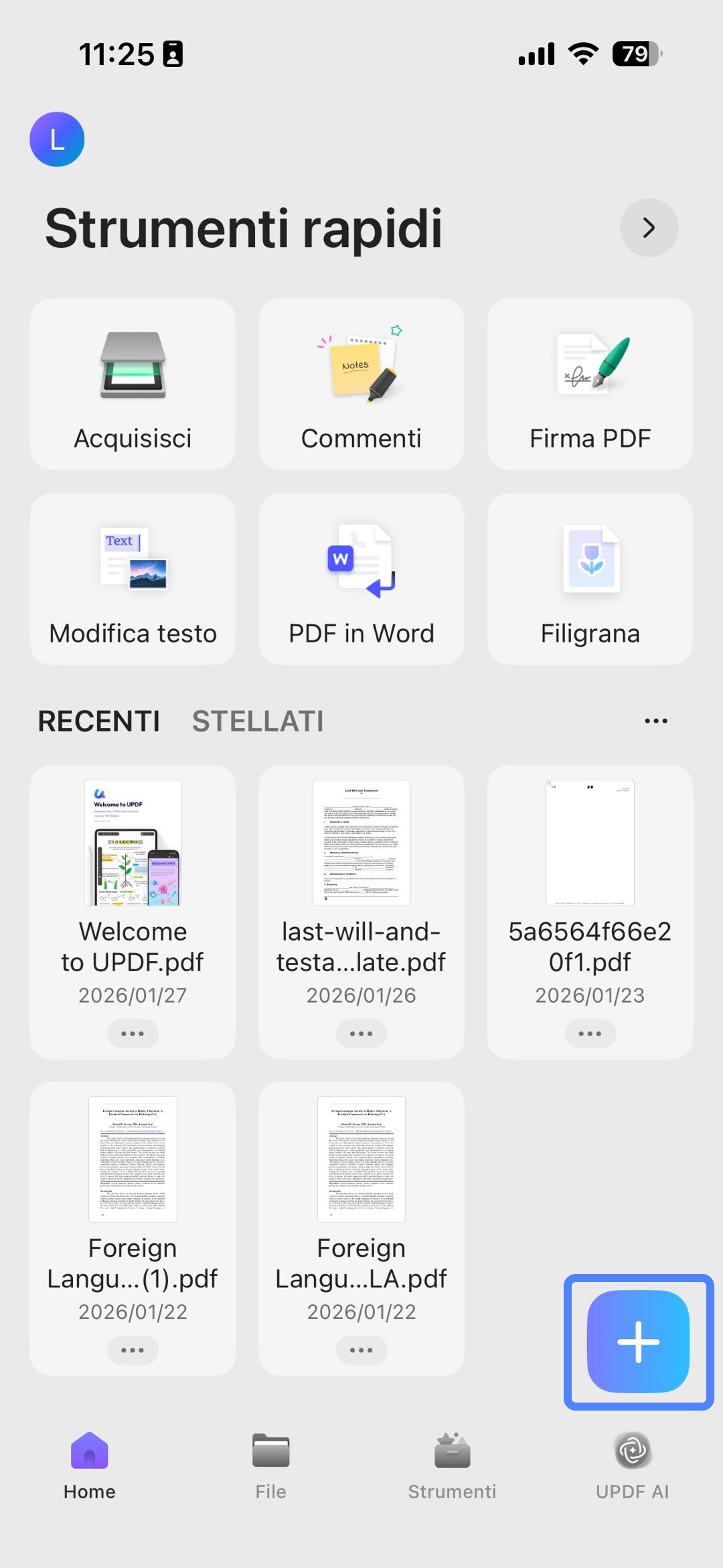 click the "+" button in the bottom right corner to upload your file