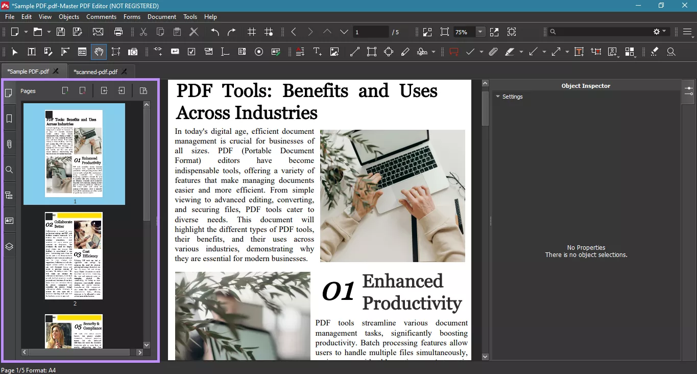 navigation options in master pdf editor