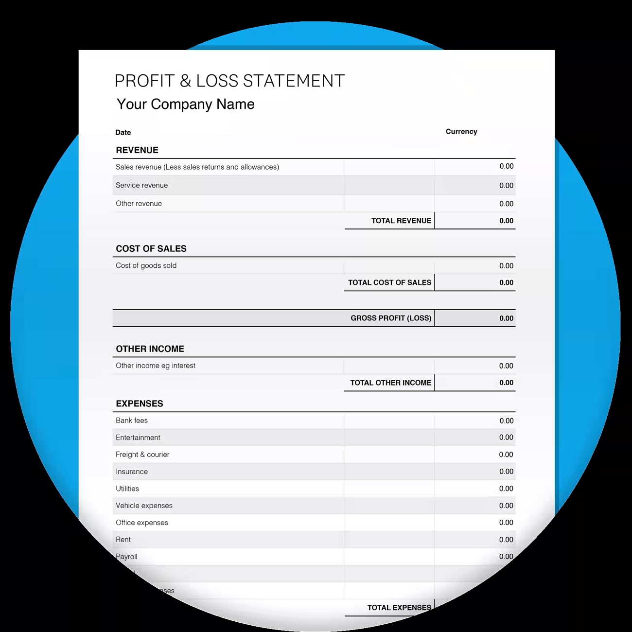 free profit loss pdf template