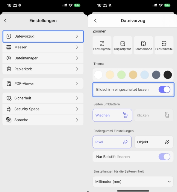 bildschirm eingeschaltet halten
