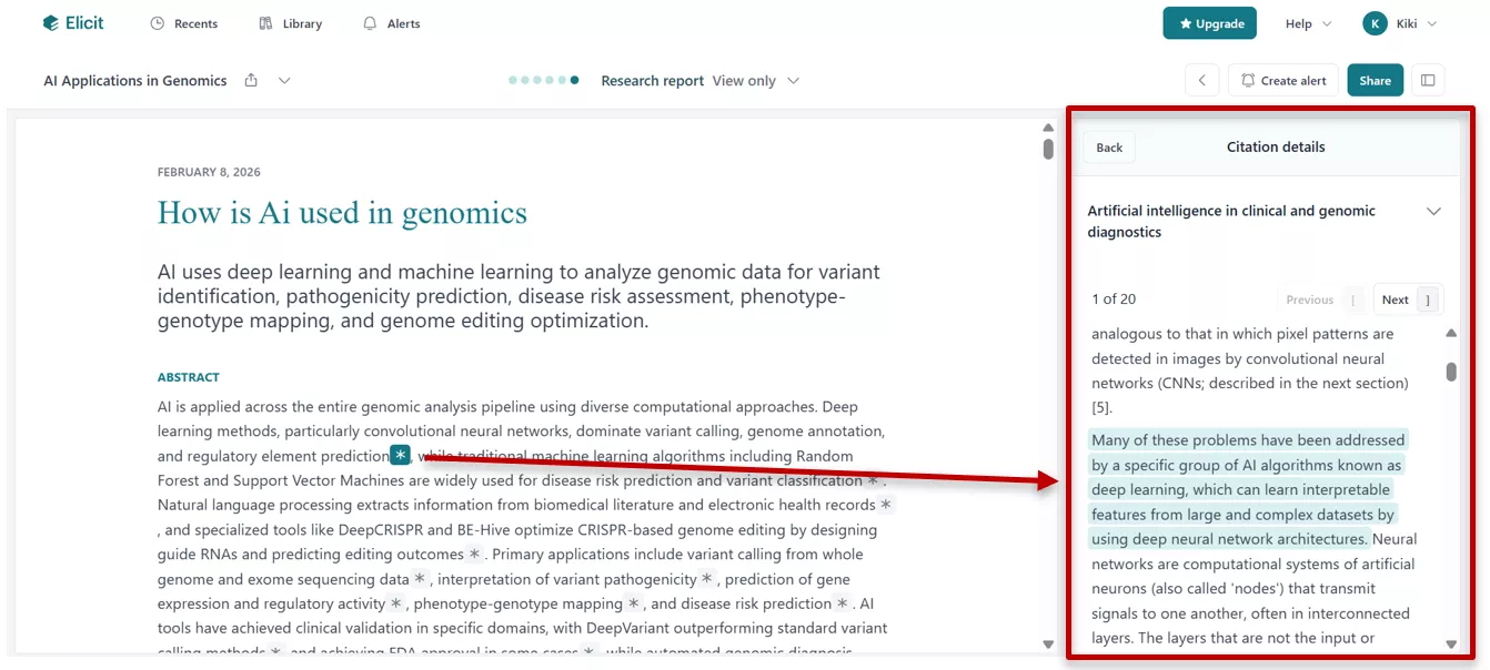 Elicit section indicator from which the conclusion is drawn