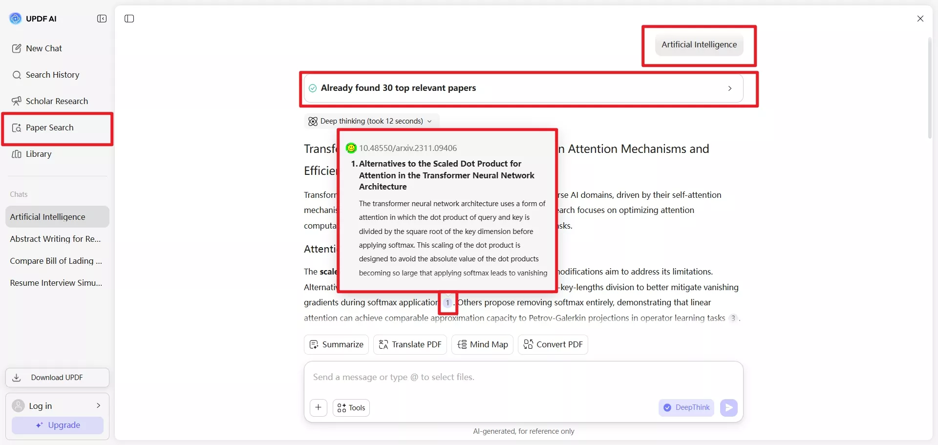 Paper search with UPDF AI