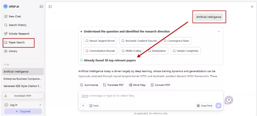 Paper search with UPDF AI