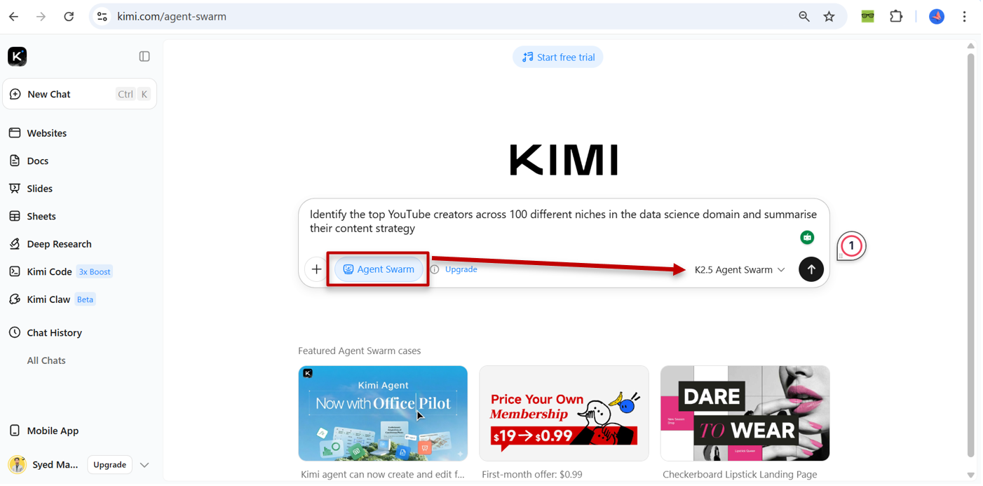Kimi K2.5 에이전트 군집 기능
